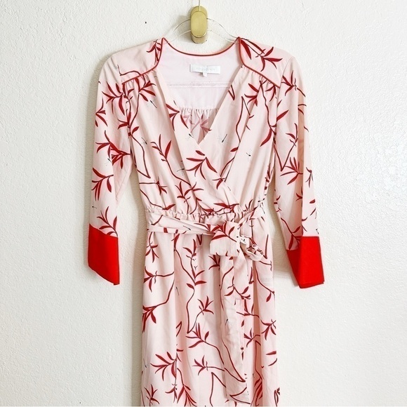 BORGO DE NOR Long-Sleeve Firefly Leaf Wrap Dress size 8 - Picture 4 of 12